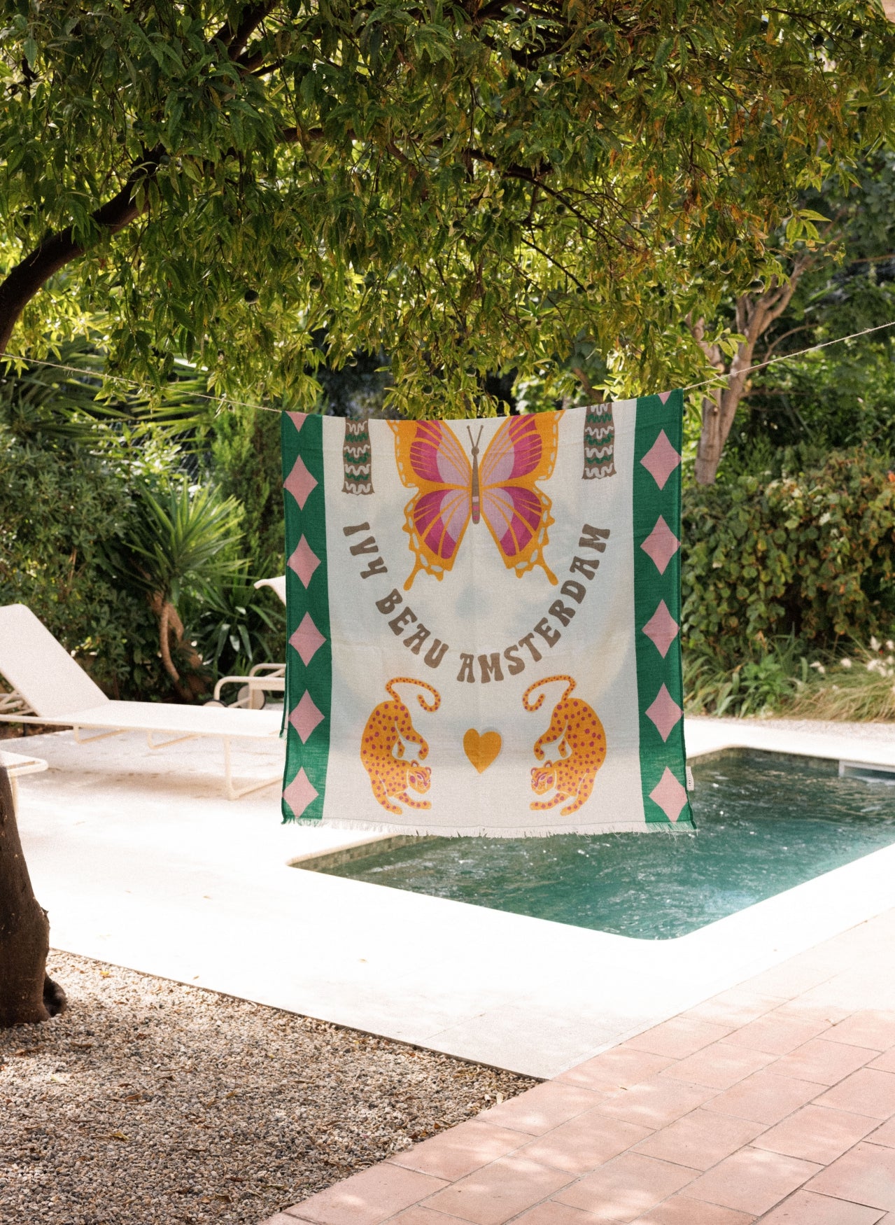 Celien Beach Towel | White/Multi-Colour