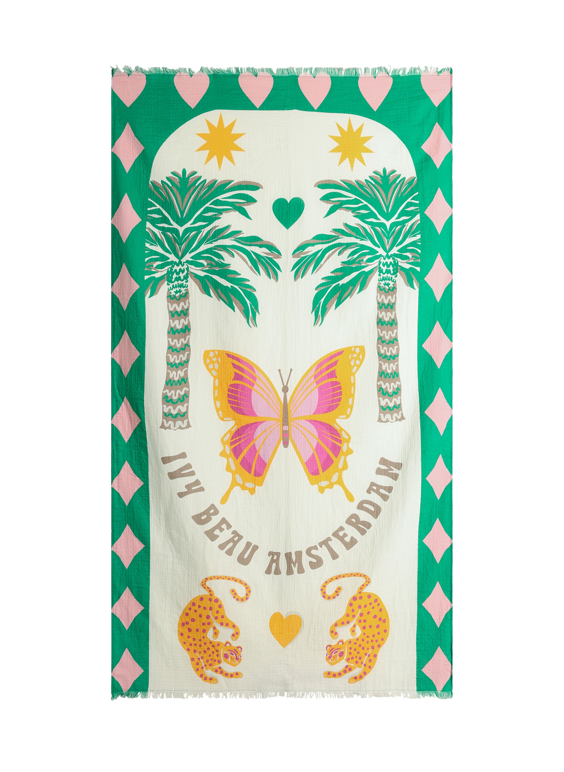 Celien Beach Towel | White/Multi-Colour